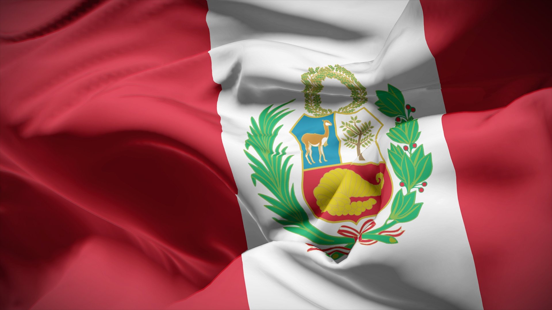 3d illustration flag of Peru. Close up waving flag of Peru.