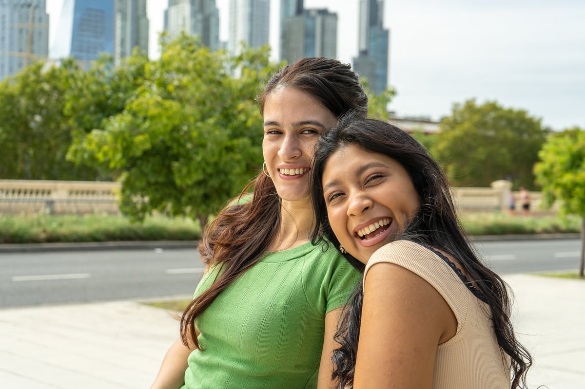 Two friends enjoying their time together in the city of buenos aires, argentina